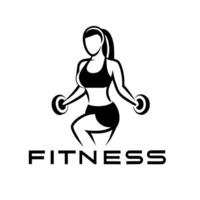 a woman fitness logo concept black color illustration vector