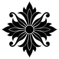 Floral ornament black color silhouette, white background vector