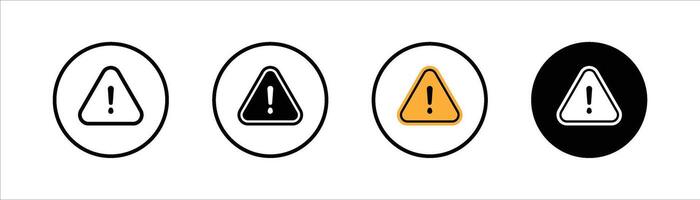 caution warning icon set. danger, alert, exclamation mark symbol sign vector