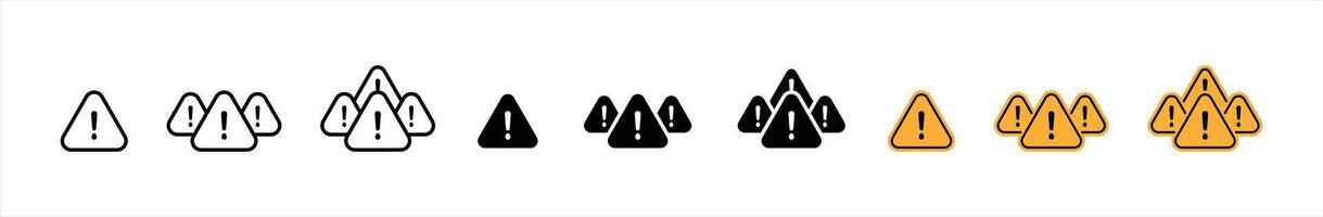 caution warning icon set. danger, alert, exclamation mark symbol sign vector