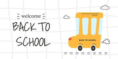 Welcome Back to school banner with school bus vector