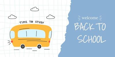 Welcome Back to school banner with school bus vector