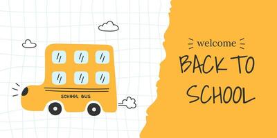Welcome Back to school banner with school bus vector
