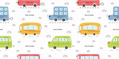 Seamless childish pattern with funny buses vector