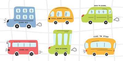 Simple color school bus set vector