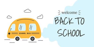 Welcome Back to school banner with school bus vector