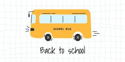 Back to school banner with funny yellow school bus vector
