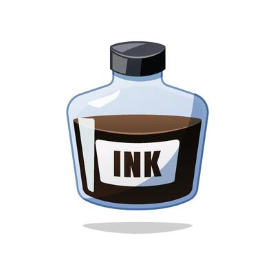 Ink bottle isolated on white background.