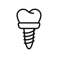 dental tornillo implante línea icono aislado en blanco antecedentes vector