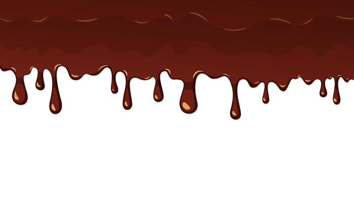 Illustration dripping brown chocolate isolated in white background.