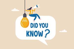 Did you know, fun fact, idea or advice message, useful knowledge or wisdom, expert information, explanation or solution, useful tips concept, woman talk on megaphone on did you know speech bubble. vector