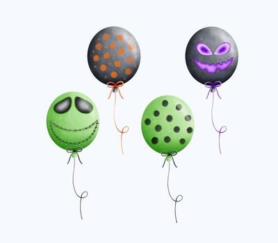 Cute Watercolor Halloween Clipart - Trick or Treat Illustration vector