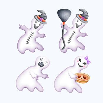 Cute Watercolor Halloween Clipart - Trick or Treat Illustration vector
