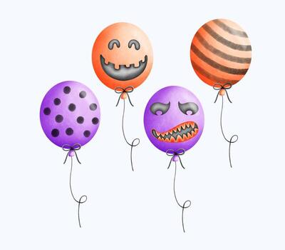 Cute Watercolor Halloween Clipart - Trick or Treat Illustration vector