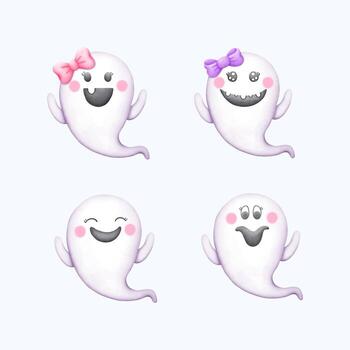 Cute Watercolor Halloween Clipart - Trick or Treat Illustration vector