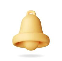 3D Notification bell icon isolated. Golden Render ringing bell. Gold school bell. Retro christmas ring Handbell. Alert and alarm symbol. Social media network notification reminder. vector
