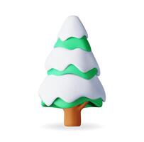 3D abstract christmas tree isolated. Render spruce, evergreen tree icon. Greeting card, festive poster, Party invitations element. Christmas and new year. vector
