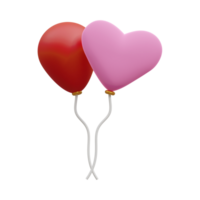 3d illustration of Air Balloons In Heart Form With Ribbon, Fly Helium Inflated Balloons In Love abstract png