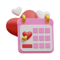 3d illustration of Valentine's Day Calendar, February 14 abstract png