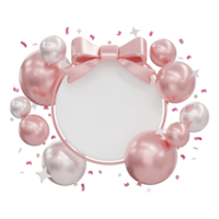 3d illustration of greeting or celebration decoration with pink balloons abstract isolated png