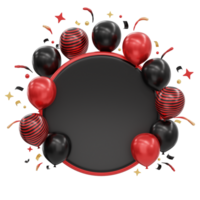 3d illustration of colorful decoration balloons in stage, celebration joy balloons abstract png