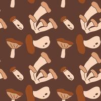 Autumn seamless pattern with mushrooms. Cartoon print. illustration vector