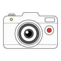 A graphic of a white camera showcases a simplistic and modern design png