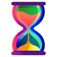 A colorful hourglass with a multitude of vibrant, overlapping shapes png
