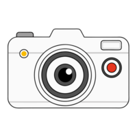 A graphic of a white camera showcases a simplistic and modern design png