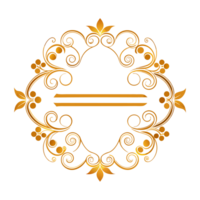 golden decorative frame with floral elements and empty lines inside png