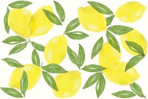 Watercolor Lemons Pattern Background vector