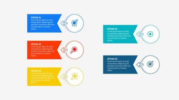 Five Step Infographic design element template for presentation. info graphic illustration. process diagram and presentations step, banner, flow chart, 5 option template. vector