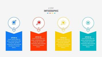 Four Step Infographic design element template for presentation. info graphic illustration. process diagram and presentations step, banner, flow chart, 4 option template. vector
