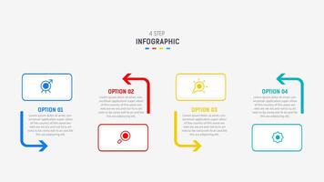 Four Step Infographic design element template for presentation. info graphic illustration. process diagram and presentations step, banner, flow chart, 4 option template. vector