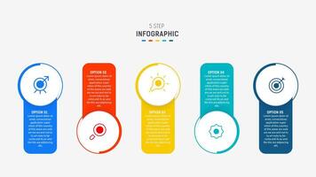 Five Step Infographic design element template for presentation. info graphic illustration. process diagram and presentations step, banner, flow chart, 5 option template. vector