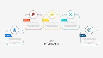 Five Step Infographic design element template for presentation. info graphic illustration. process diagram and presentations step, banner, flow chart, 5 option template. vector