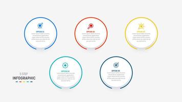 Five Step Infographic design element template for presentation. info graphic illustration. process diagram and presentations step, banner, flow chart, 5 option template. vector