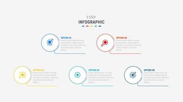 Five Step Infographic design element template for presentation. info graphic illustration. process diagram and presentations step, banner, flow chart, 5 option template. vector