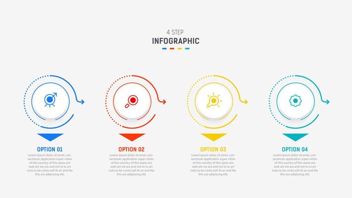 Four Step Infographic design element template for presentation. info graphic illustration. process diagram and presentations step, banner, flow chart, 4 option template.
