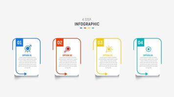 Four Step Infographic design element template for presentation. info graphic illustration. process diagram and presentations step, banner, flow chart, 4 option template. vector