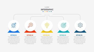 Five Step Infographic design element template for presentation. info graphic illustration. process diagram and presentations step, banner, flow chart, 5 option template. vector