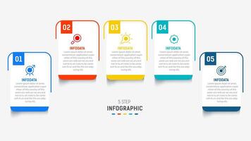 Five Step Infographic design element template for presentation. info graphic illustration. process diagram and presentations step, banner, flow chart, 5 option template. vector