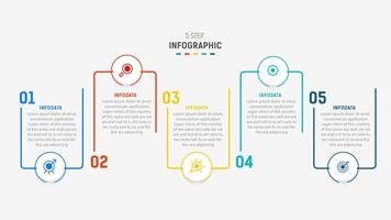 Five Step Infographic design element template for presentation. info graphic illustration. process diagram and presentations step, banner, flow chart, 5 option template. vector