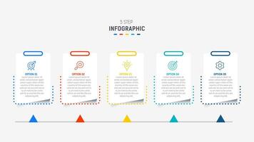 Five Step Infographic design element template for presentation. info graphic illustration. process diagram and presentations step, banner, flow chart, 5 option template. vector