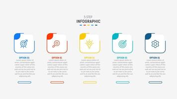 Five Step Infographic design element template for presentation. info graphic illustration. process diagram and presentations step, banner, flow chart, 5 option template. vector