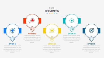 Five Step Infographic design element template for presentation. info graphic illustration. process diagram and presentations step, banner, flow chart, 5 option template. vector