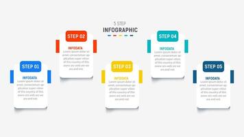 Five Step Infographic design element template for presentation. info graphic illustration. process diagram and presentations step, banner, flow chart, 5 option template. vector