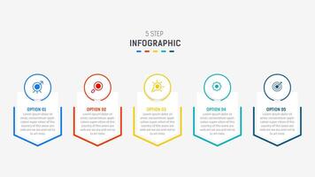 Five Step Infographic design element template for presentation. info graphic illustration. process diagram and presentations step, banner, flow chart, 5 option template. vector
