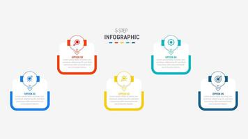 Five Step Infographic design element template for presentation. info graphic illustration. process diagram and presentations step, banner, flow chart, 5 option template. vector