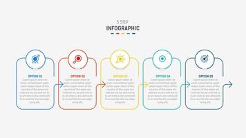 Five Step Infographic design element template for presentation. info graphic illustration. process diagram and presentations step, banner, flow chart, 5 option template. vector